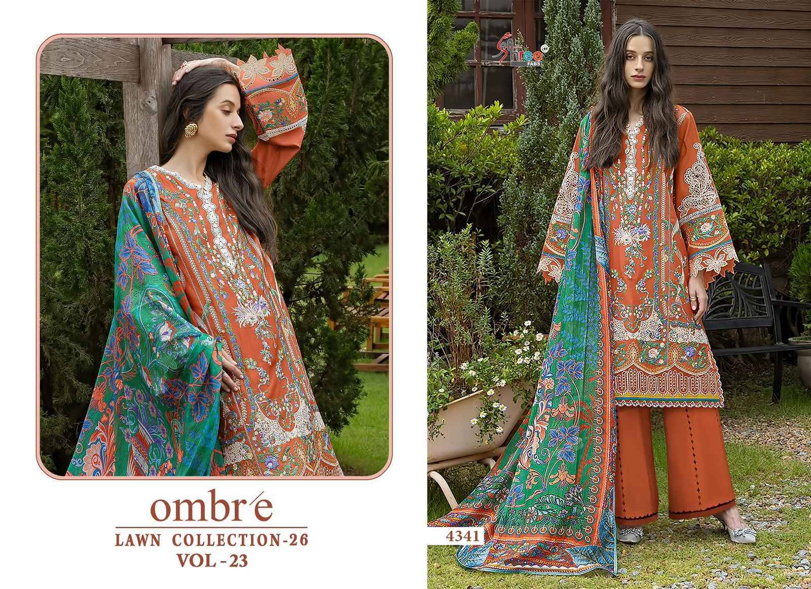 OMBRE LAWN COLLECTION VOL-23 By Shree Fab 4341 to 4346 Series Pakistani Stylish Beautiful Colourful Printed & Embroidered Party Wear & Occasional Wear Pure cotton Dresses At Wholesale Price